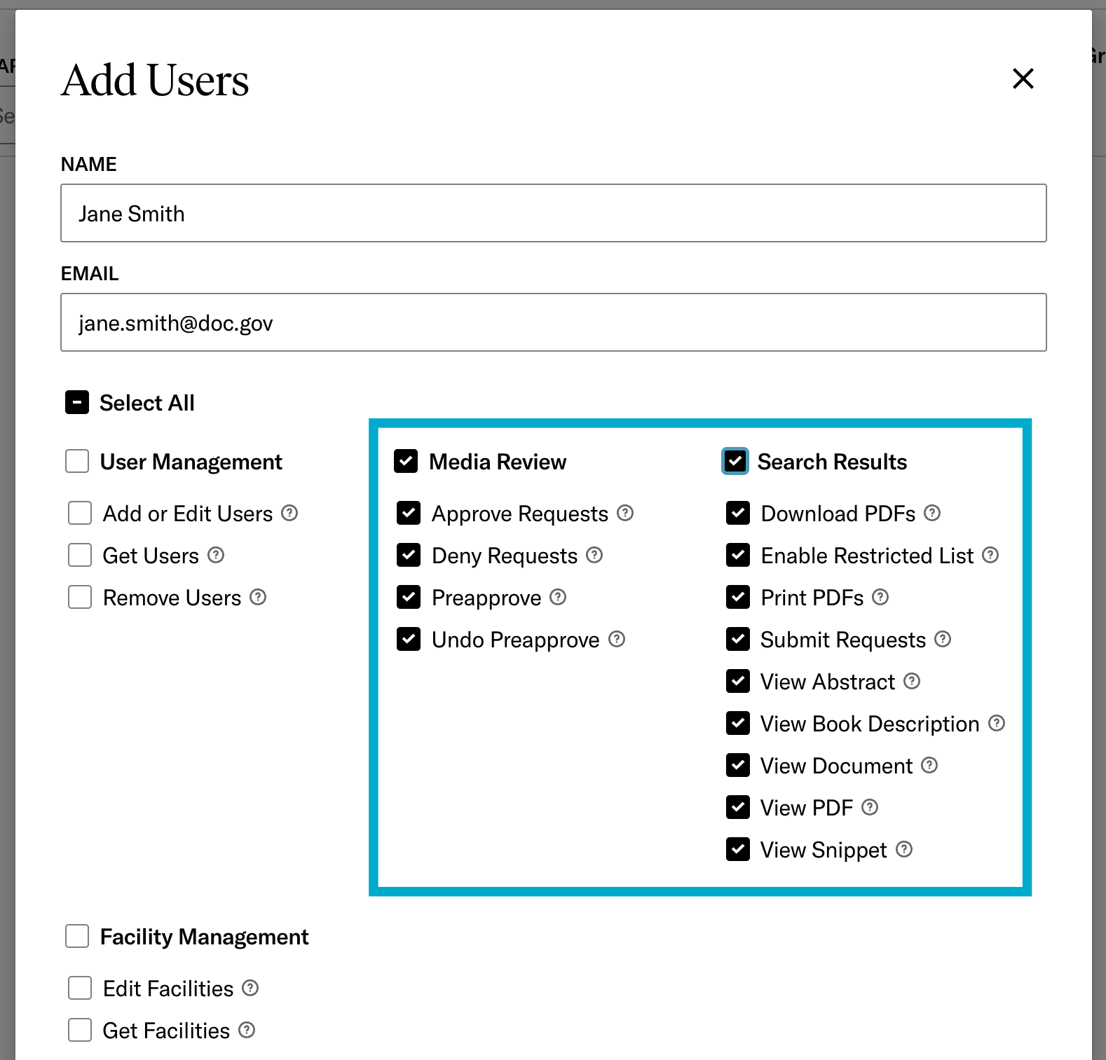 Suggested permissions for a reviewer
